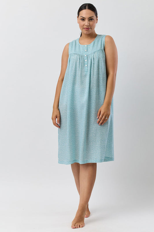 FOLIAGE SLEEVELESS NIGHTIE JADE - SK809F5