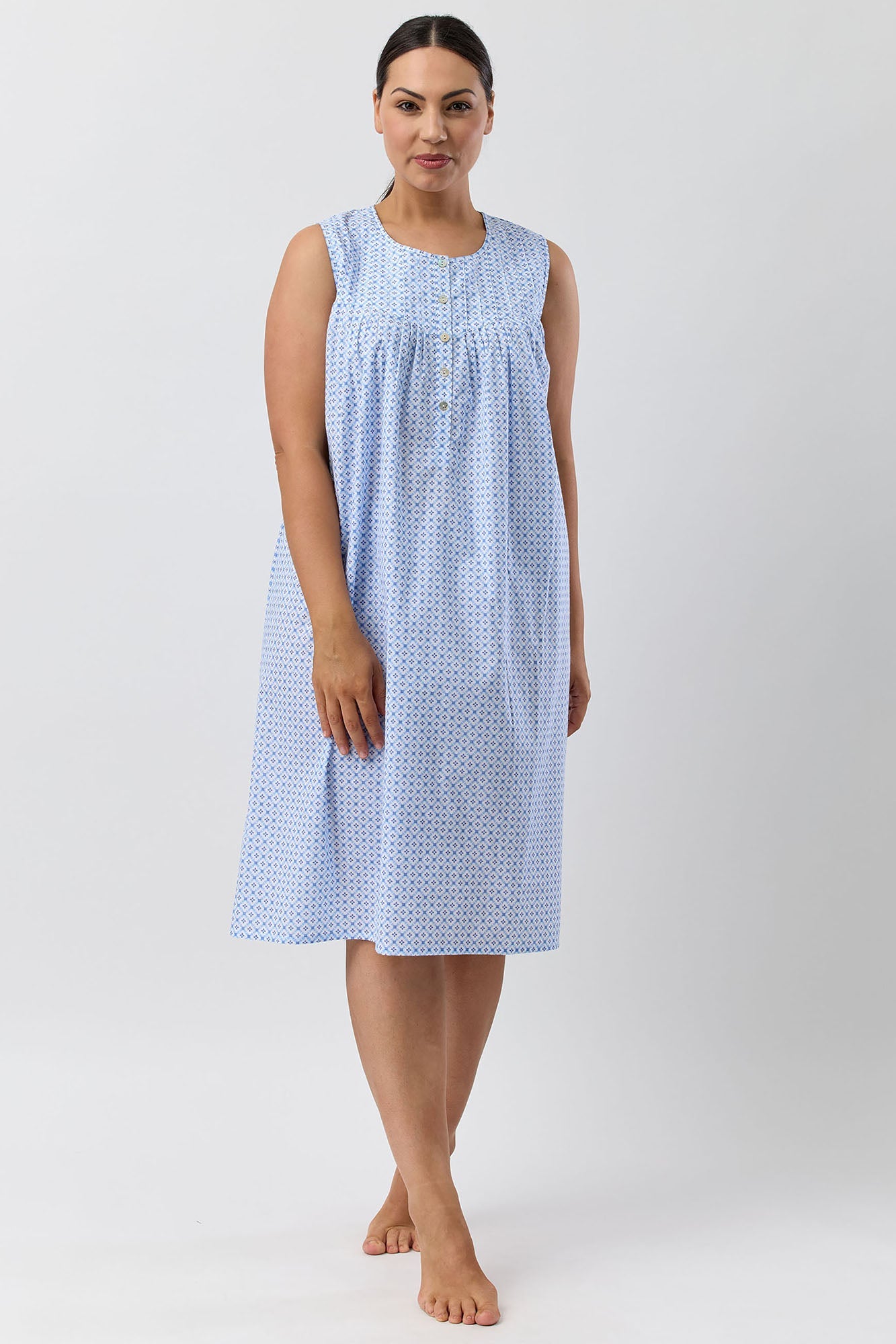 GEO SLEEVELESS NIGHTIE BLUE - SK813G5