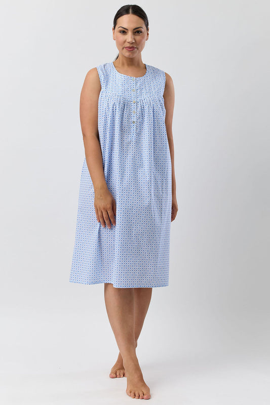 GEO SLEEVELESS NIGHTIE BLUE - SK813G5