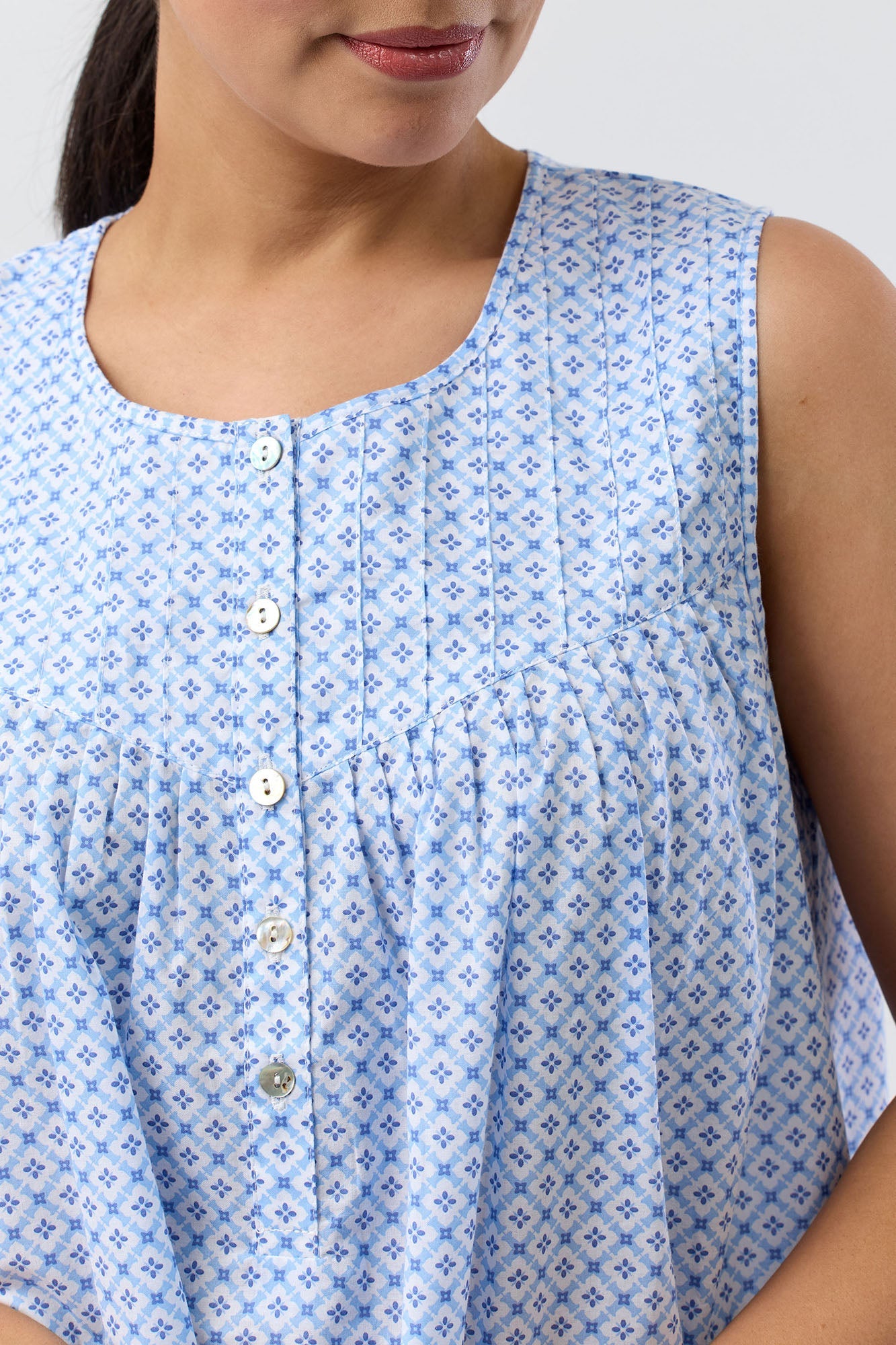GEO SLEEVELESS NIGHTIE BLUE - SK813G5