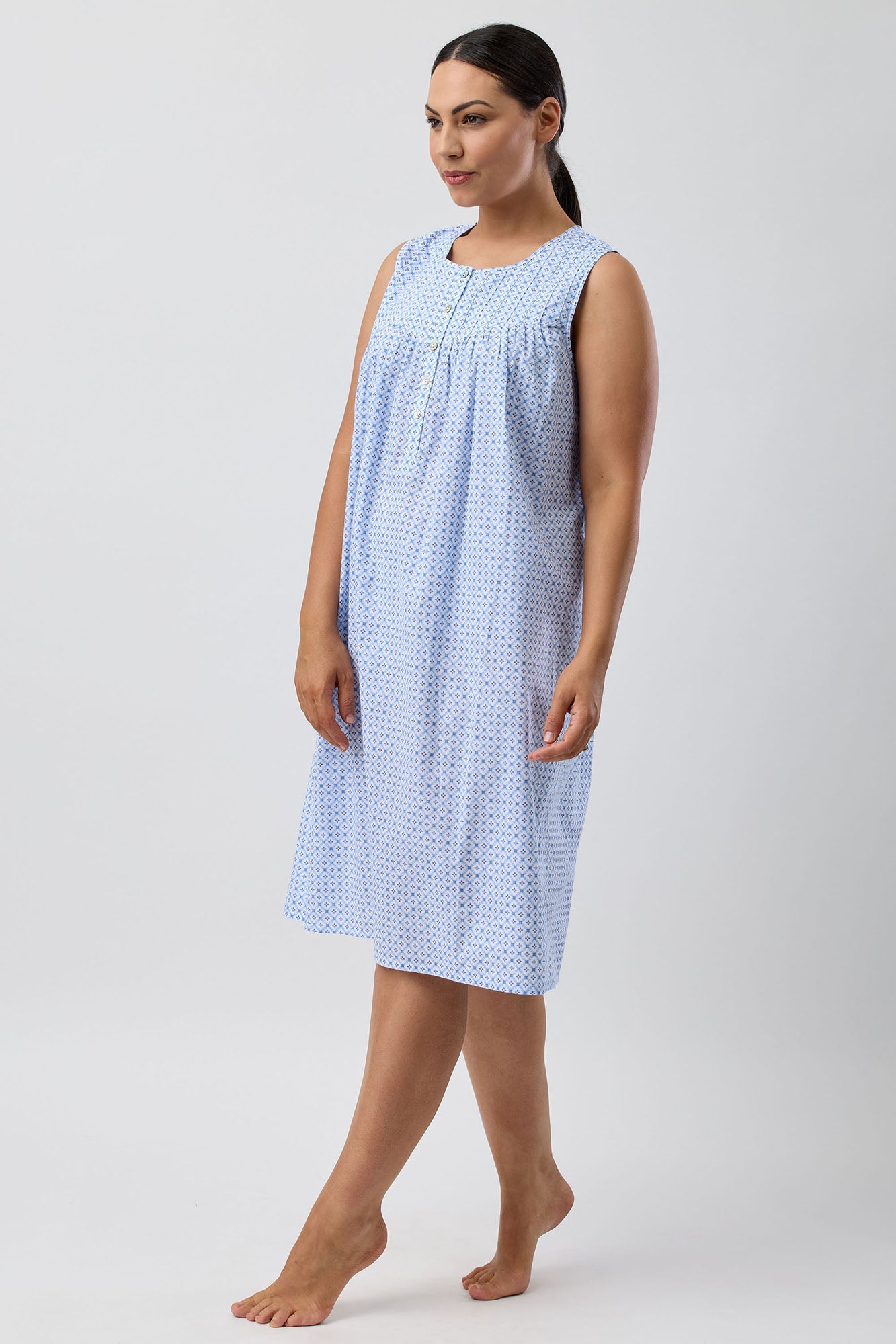 GEO SLEEVELESS NIGHTIE BLUE - SK813G5