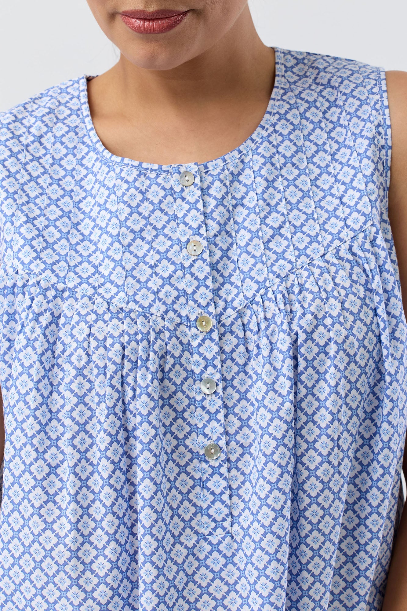 GEO SLEEVELESS NIGHTIE DENIM - SK813G5