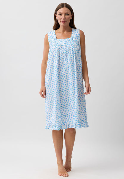 ROSEBUD SLEEVELESS NIGHTIE BLUE - SK817R6