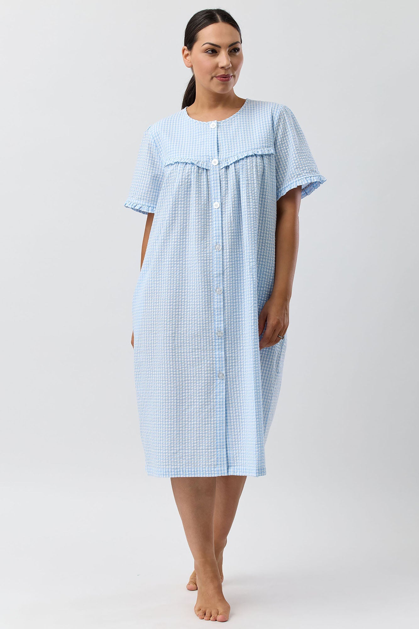 SEERSUCKER CHECK BRUNCH COAT BLUE - SK926C5