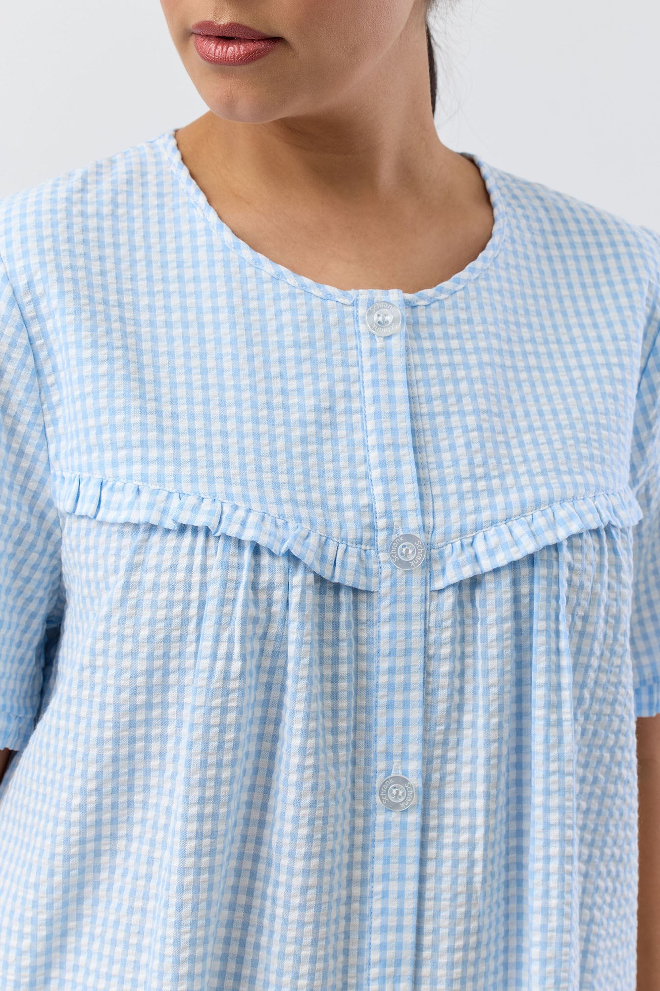 SEERSUCKER CHECK BRUNCH COAT BLUE - SK926C5