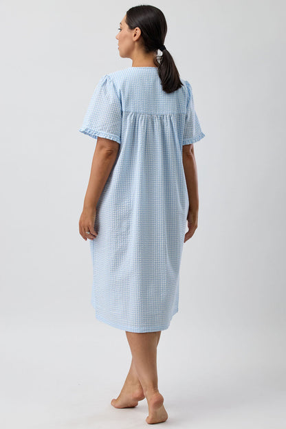 SEERSUCKER CHECK BRUNCH COAT BLUE - SK926C5
