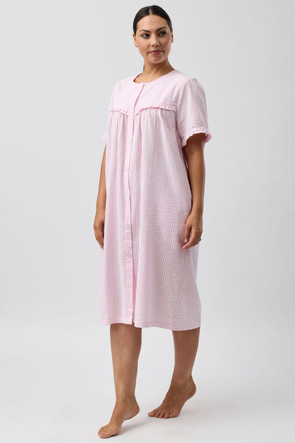 SEERSUCKER CHECK BRUNCH COAT PINK - SK926C5