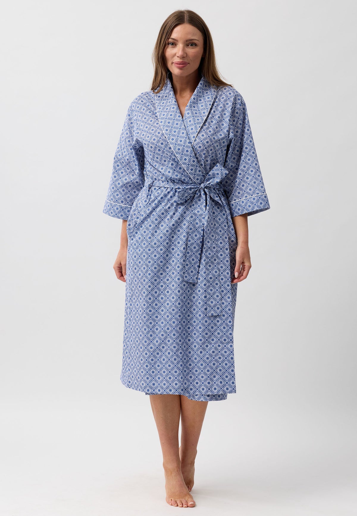 MOROCCO WRAP ROBE NAVY - SK951M6