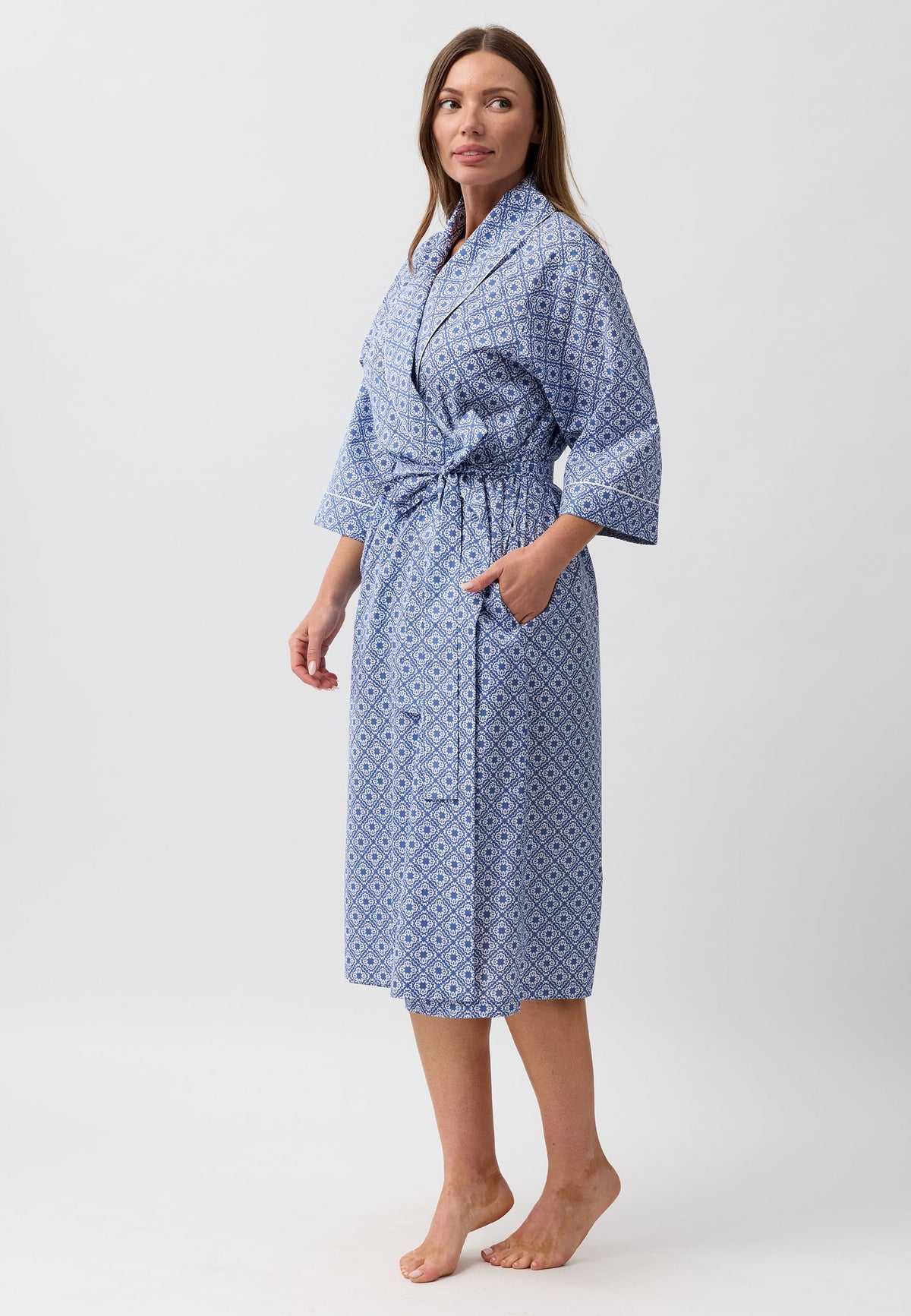 MOROCCO WRAP ROBE NAVY - SK951M6