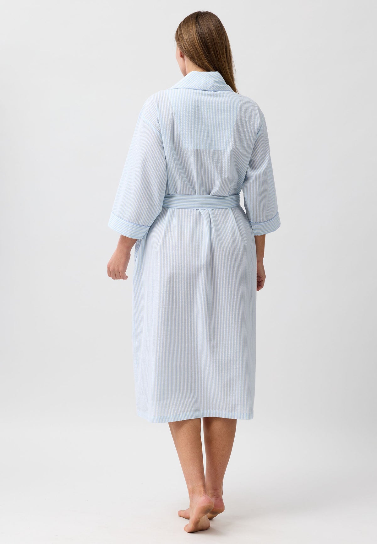 STRIPE WRAP ROBE SAGE - SK951S6