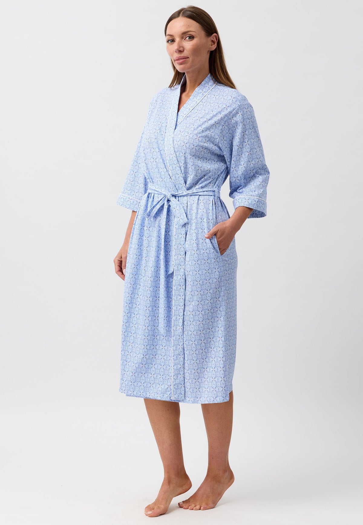BATIK WRAP ROBE DENIM - SK952B6