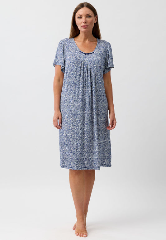 LACE GROSGRAIN NIGHTIE NAVY - Y302L6