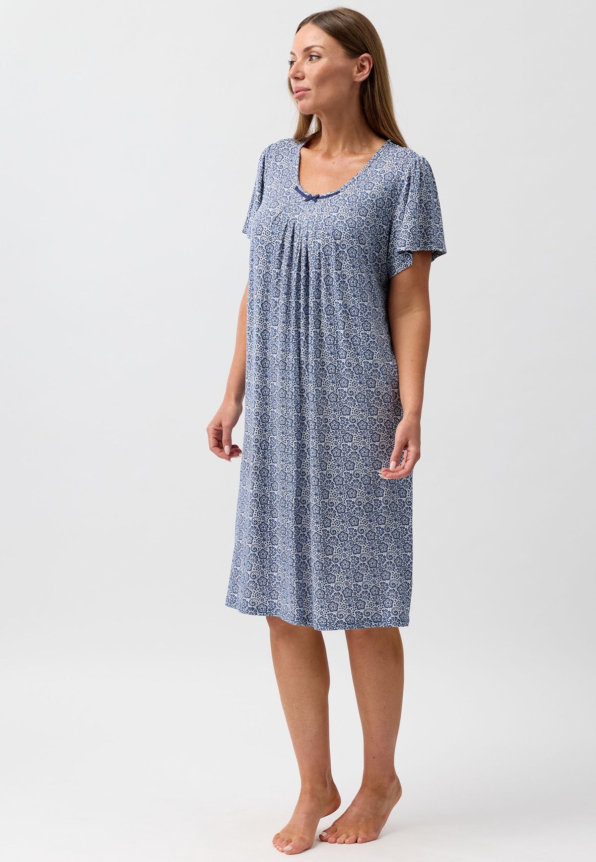 LACE GROSGRAIN NIGHTIE NAVY - Y302L6