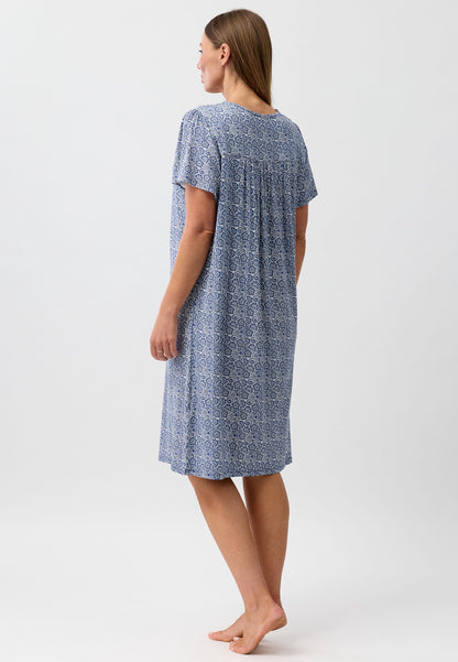 LACE GROSGRAIN NIGHTIE NAVY - Y302L6