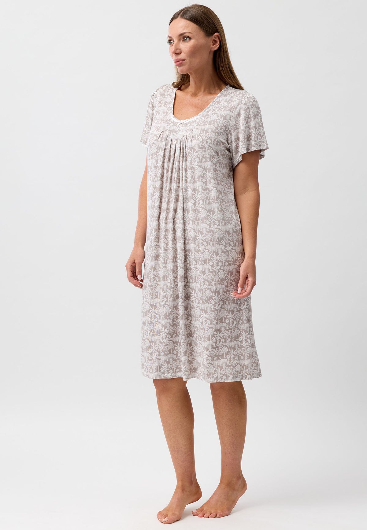 PALM GROSGRAIN NIGHTIE MOCHA - Y302PA6