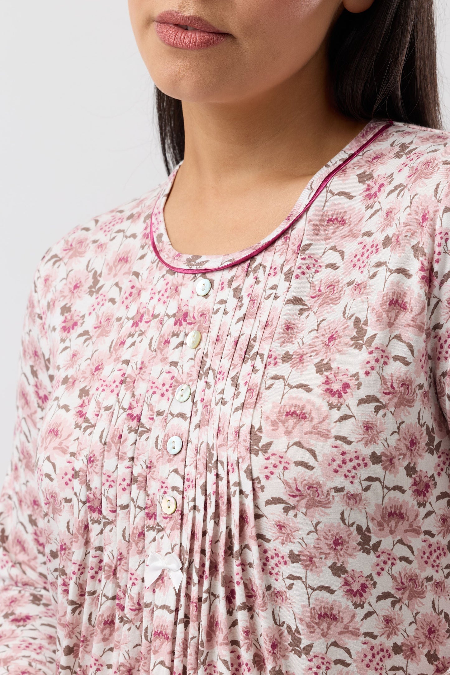 BLOOM PLEAT NIGHTIE BORDEAUX - Y323B6