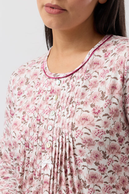 BLOOM PLEAT NIGHTIE BORDEAUX - Y323B6