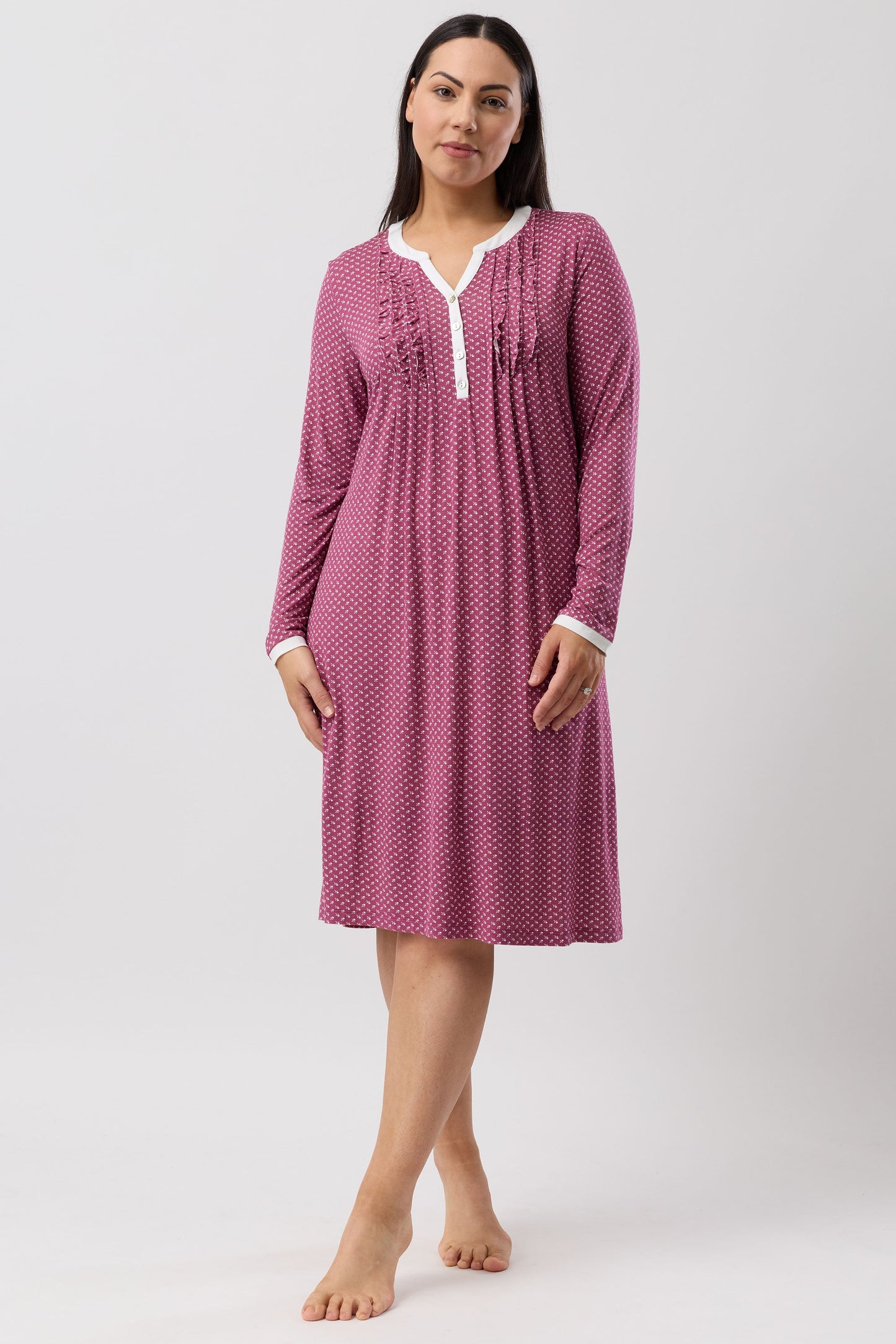 TULIP RUFFLE NIGHTIE BORDEAUX - Y326T6