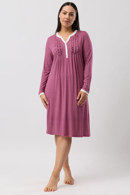 TULIP RUFFLE NIGHTIE BORDEAUX - Y326T6