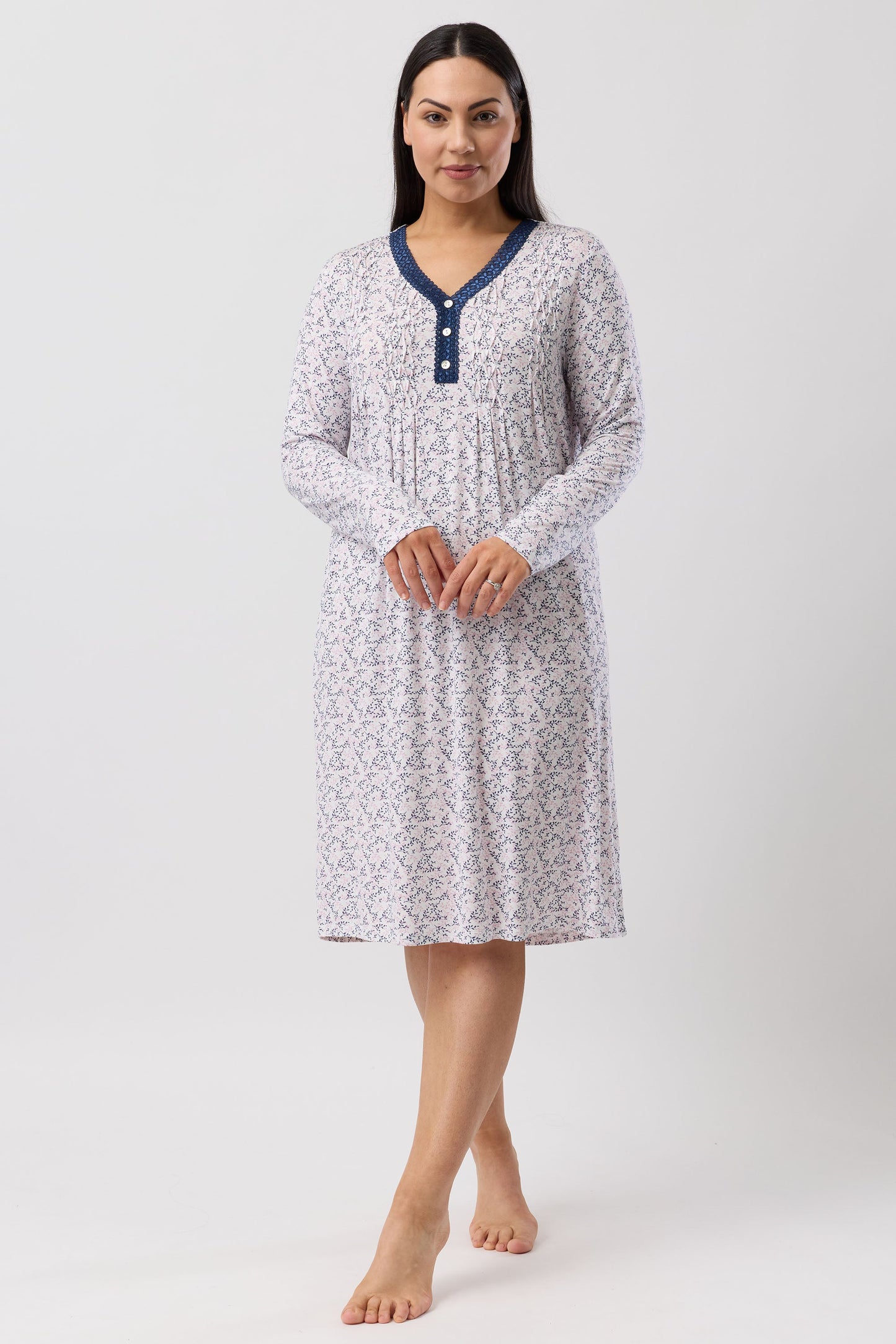 JARDIN SMOCKING NIGHTIE NAVY - Y329J6