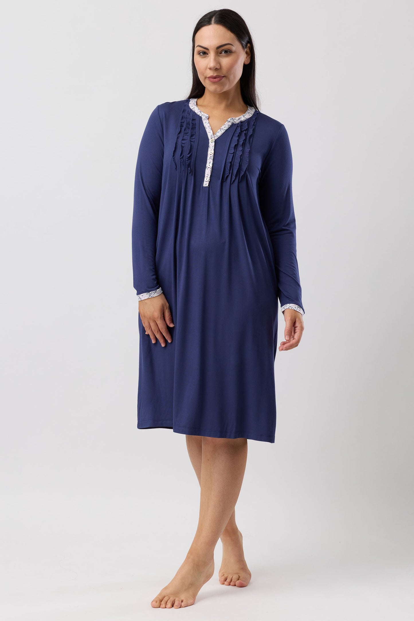 JARIN RUFFLE NIGHTIE NAVY - Y333J6