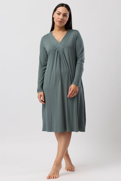 DIAMOND PLEAT NIGHTIE OLIVE - Y334DP