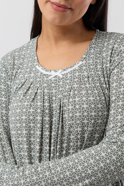 GEO GROSGRAIN NIGHTIE OLIVE - Y334G6