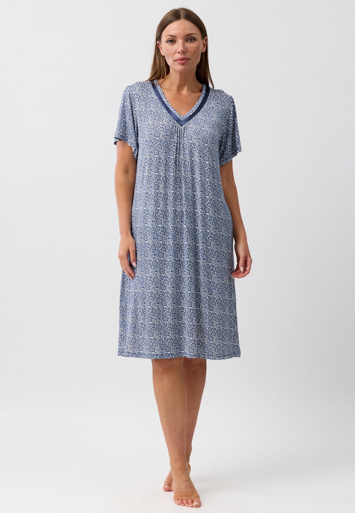 LACE VEE NIGHTIE NAVY - Y344L6