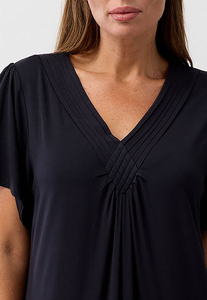 DIAMOND PLEAT NIGHTIE BLACK - Y346PL