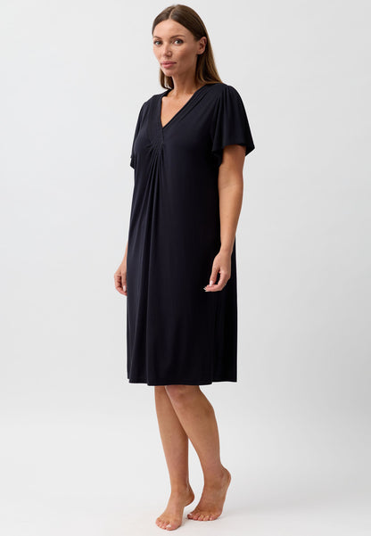 DIAMOND PLEAT NIGHTIE BLACK - Y346PL
