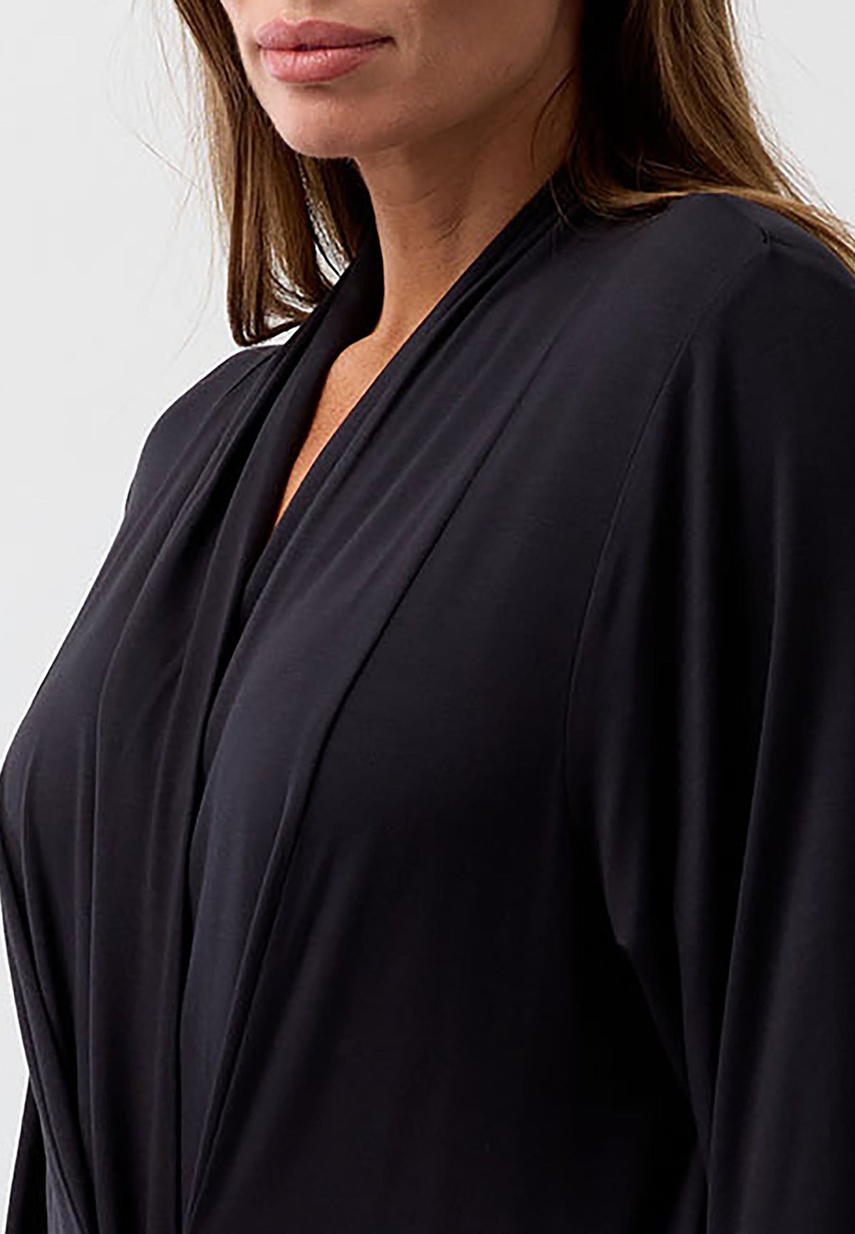 SATIN TIE ROBE BLACK - Y800PL