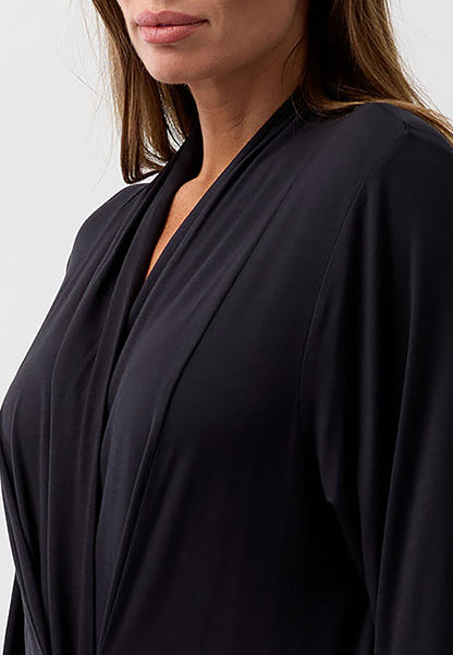 SATIN TIE ROBE BLACK - Y800PL