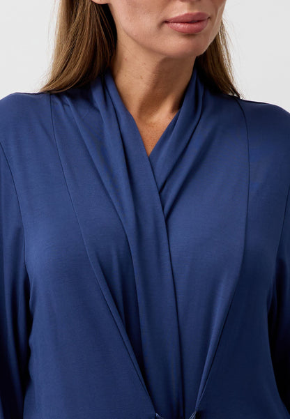 SATIN TIE ROBE NAVY - Y800PL