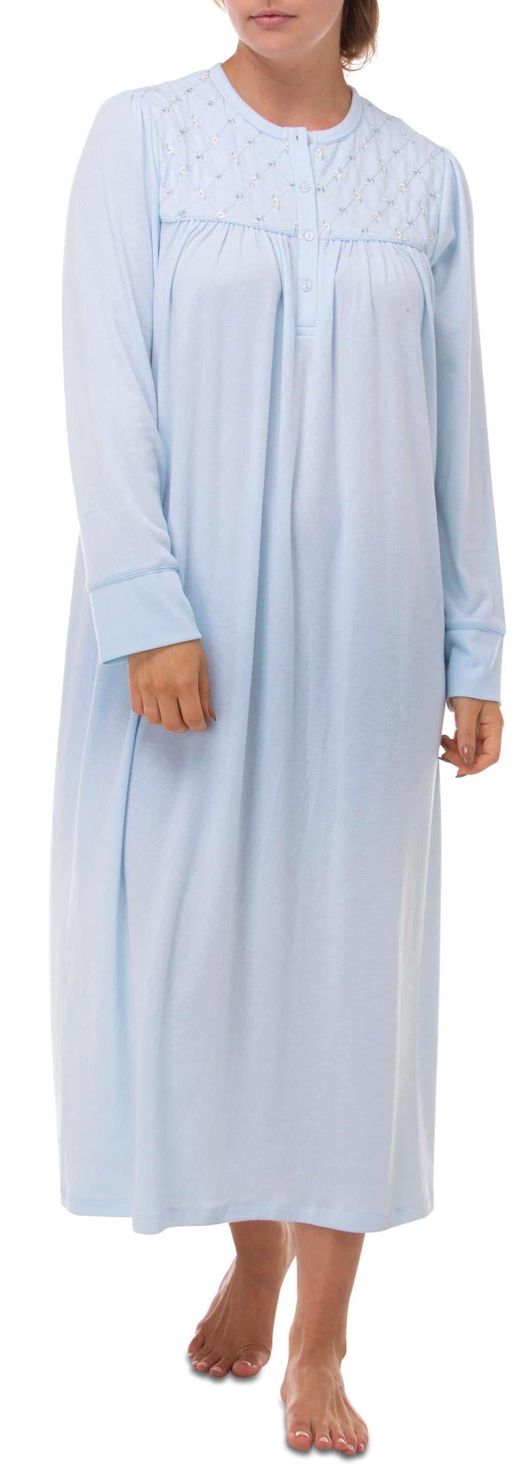MARIE EMBROIDERED NIGHTIE PALE BLUE - SK033