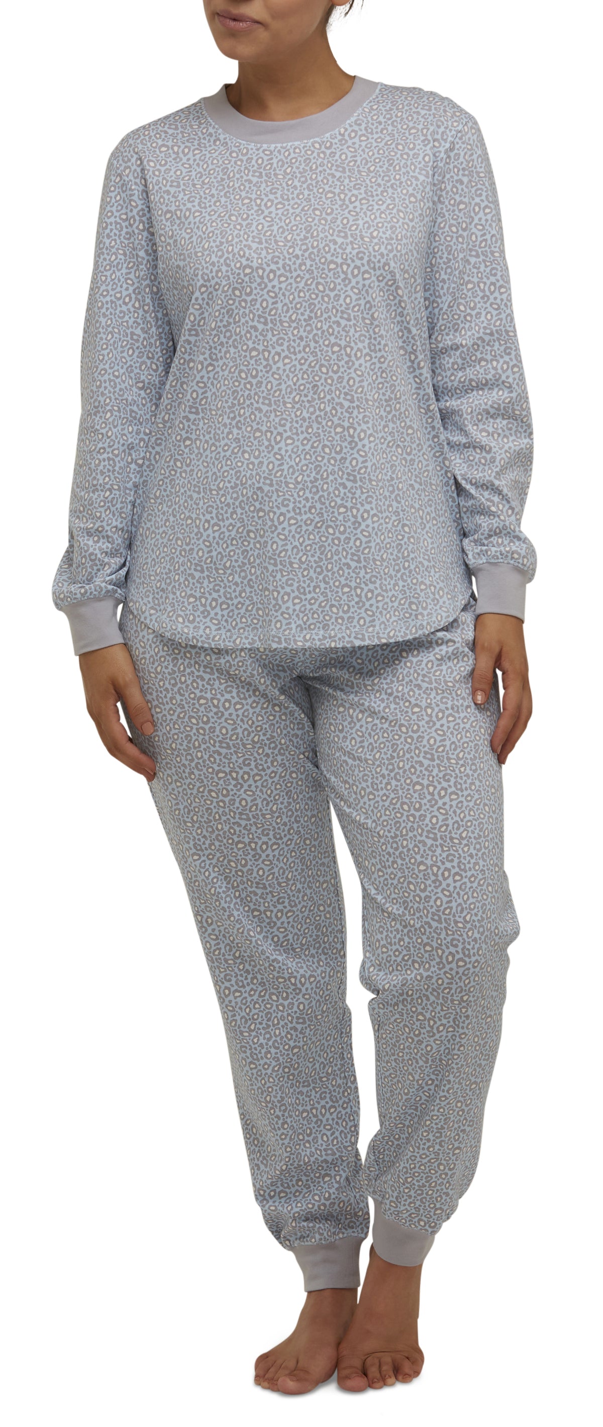 LEOPARD SKI PJ SET PALE BLUE - SK102L