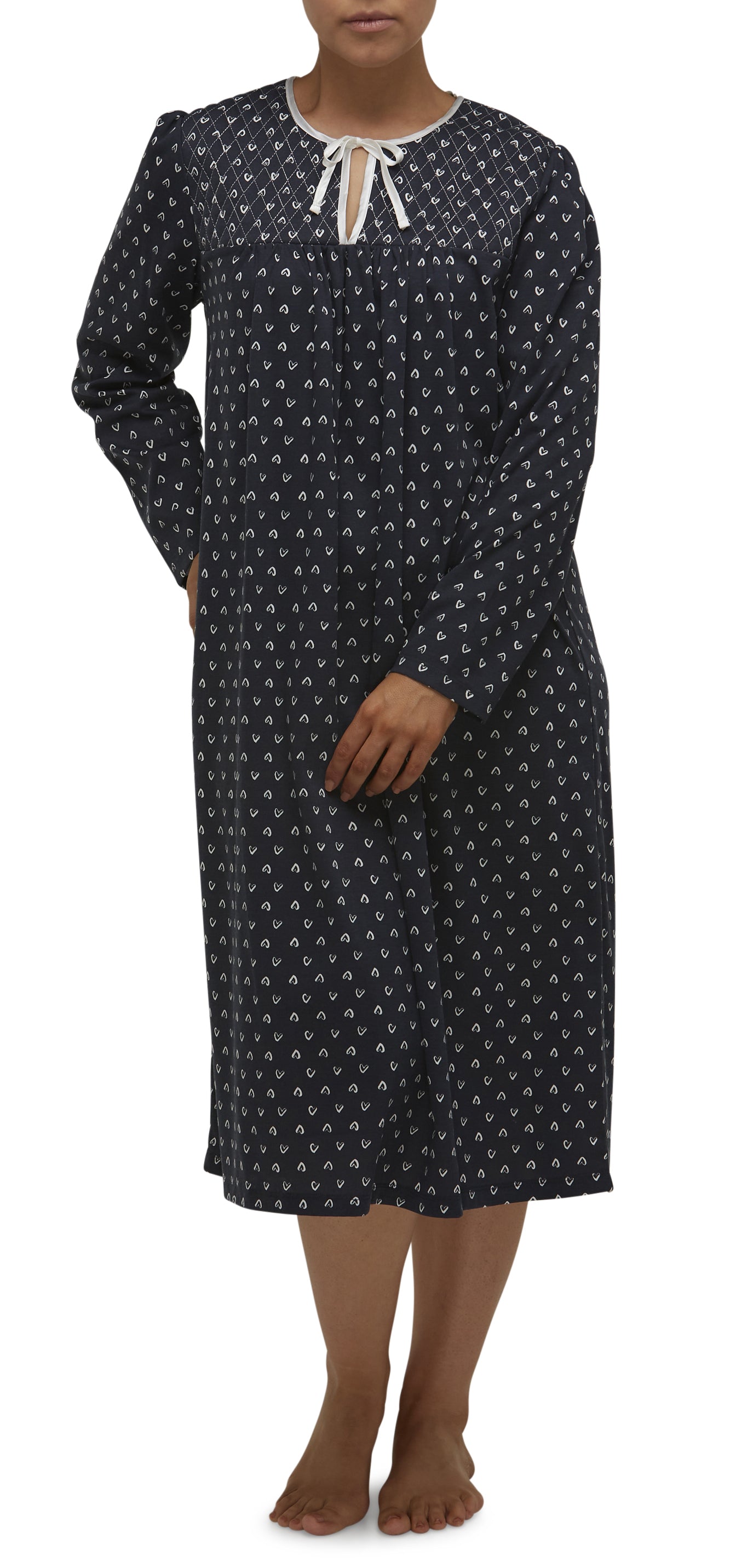 HEARTS QUILTED NIGHTIE MIDNIGHT - SK202H