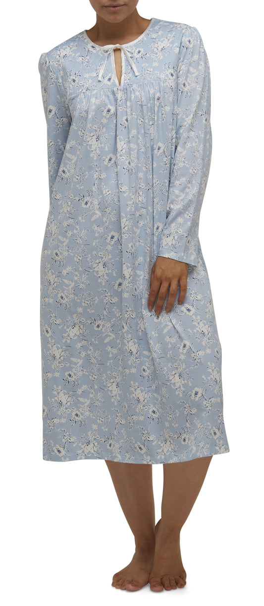 SHELLEY QUILTED NIGHTIE CHAMBRAY-SK202S