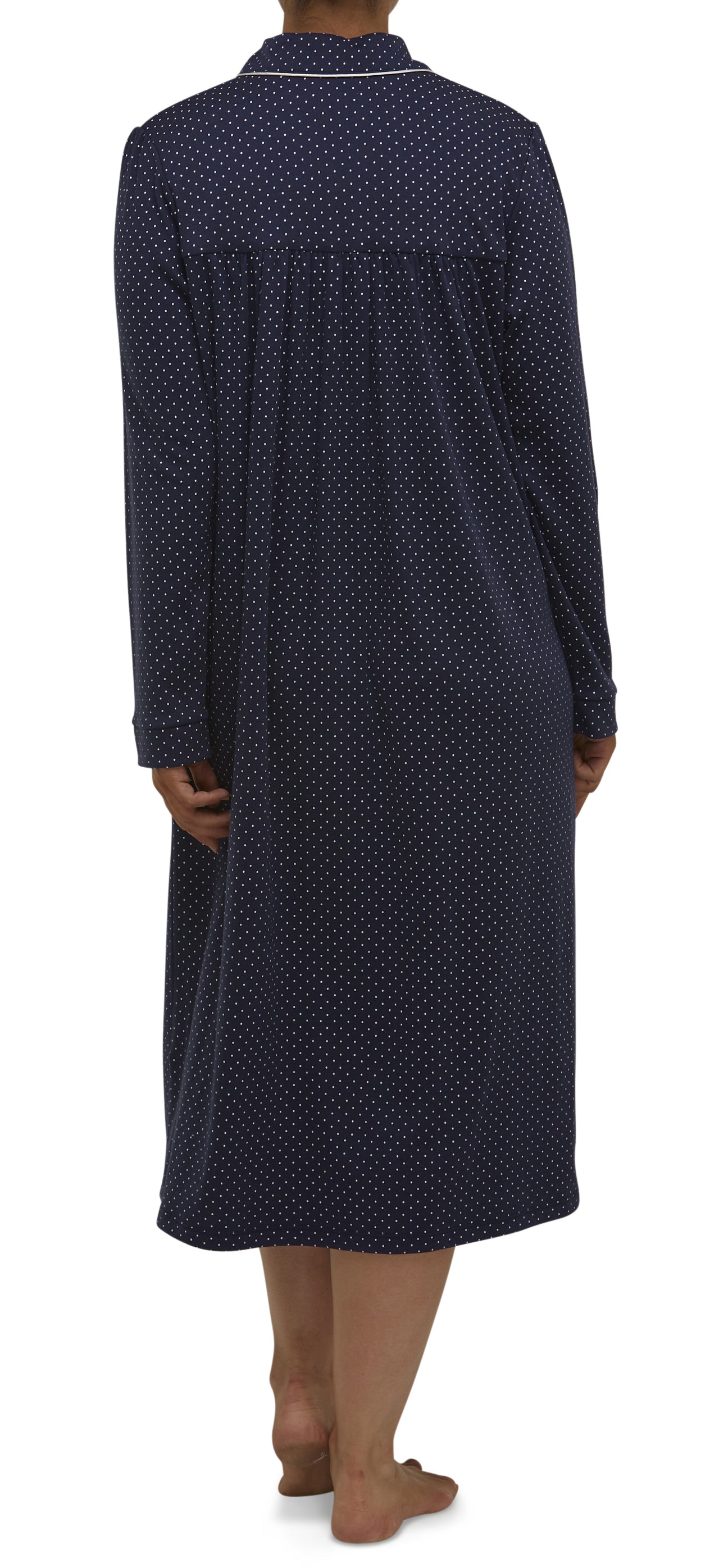 SPOT COLLARED NIGHTIE / NAVY-SK205S