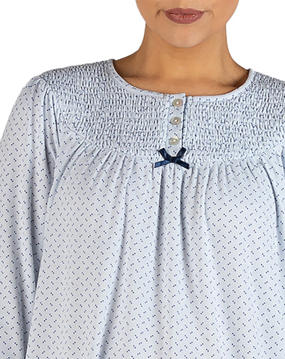 SPOT SMOCKING NIGHTIE BLUE - SK206S