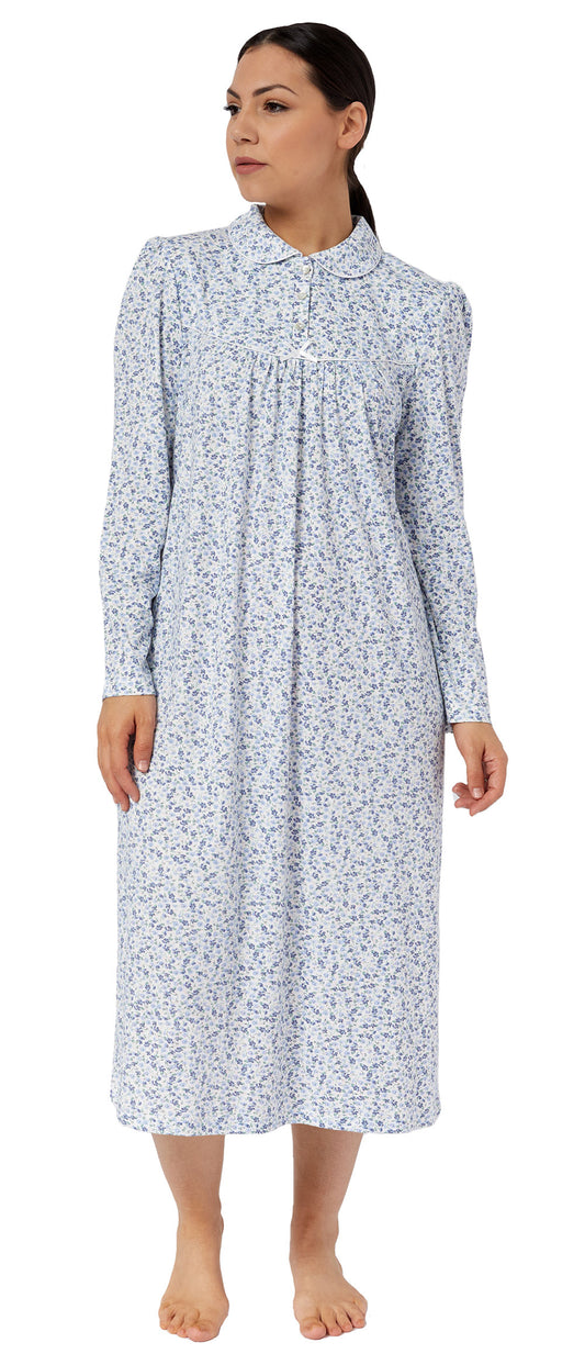 DITSY COLLAR NIGHTIE BLUE - SK227D