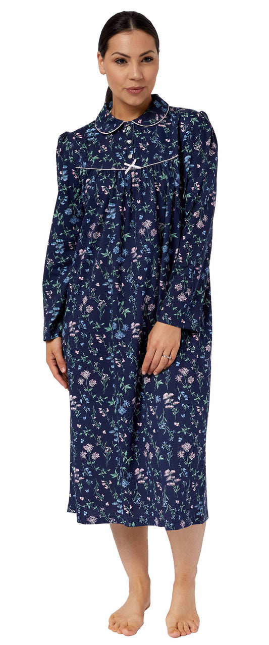 MEADOW COLLAR NIGHTIE NAVY - SK227M