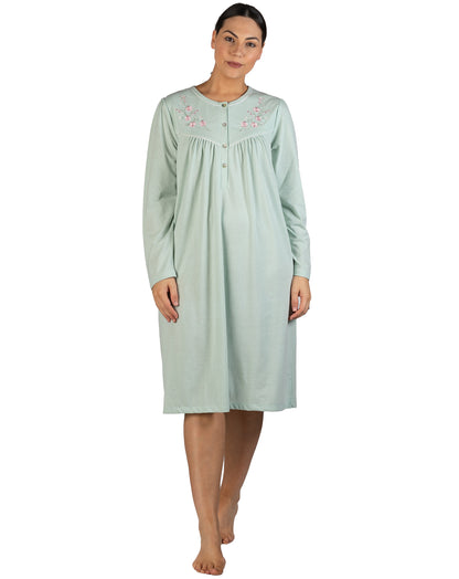 BOUQUET EMBROIDERY NIGHTIE SAGE - SK237E