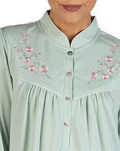 Load image into Gallery viewer, BOUQUET EMBROIDERY MANDARIN NIGHTIE SAGE - SK238E
