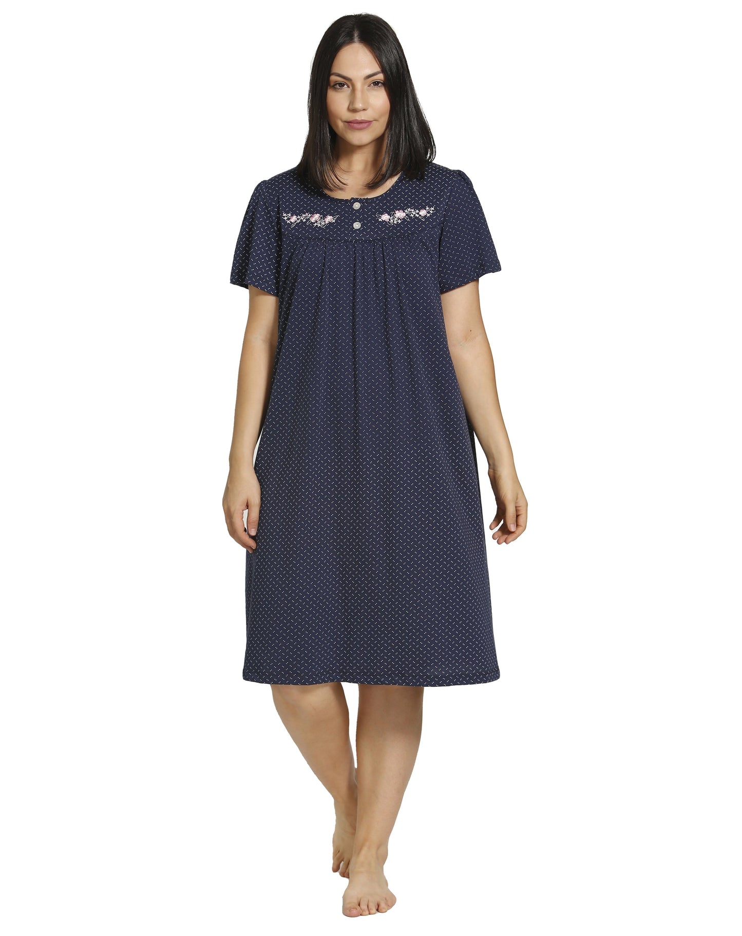 SPOT EMBROIDERY NIGHTIE NAVY - SK304SE