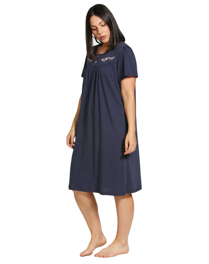 SPOT EMBROIDERY NIGHTIE NAVY - SK304SE