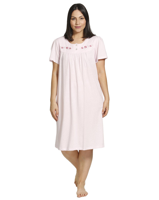 SPOT EMBROIDERY NIGHTIE PINK - SK304SE