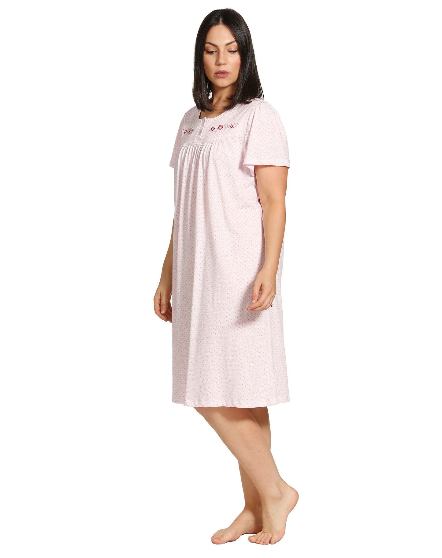 SPOT EMBROIDERY NIGHTIE PINK - SK304SE