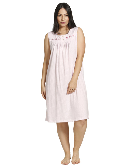 SPOT EMBROIDERY SLEEVELESS NIGHTIE PINK - SK401SE