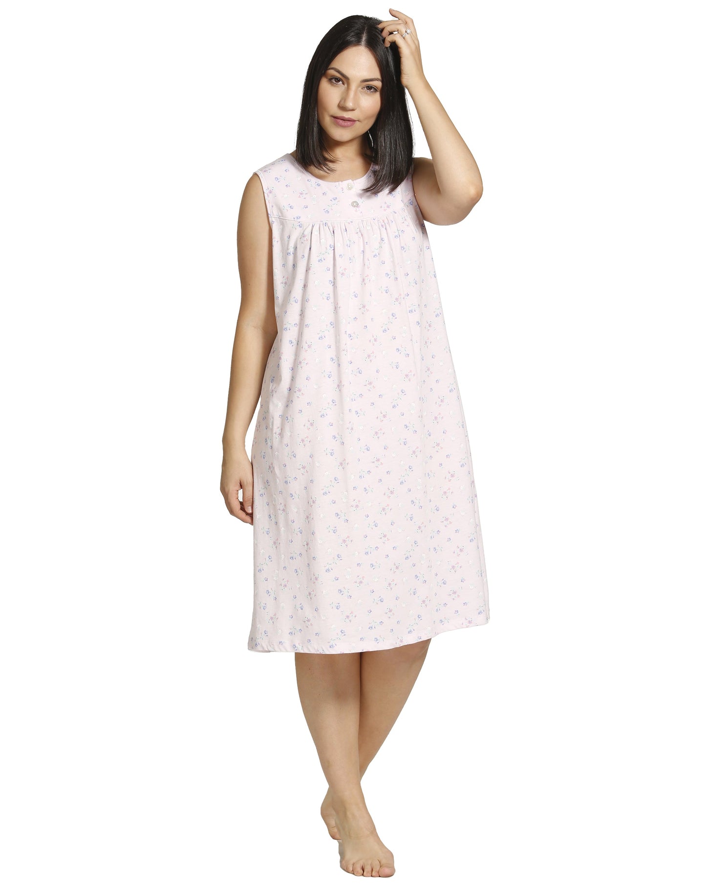 SPRING FLOWERS SLEEVELESS NIGHTIE PINK - SK401SF