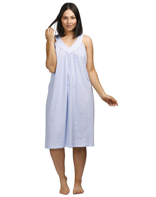 STRIPE SLEEVELESS NIGHTIE BLUE - SK409S